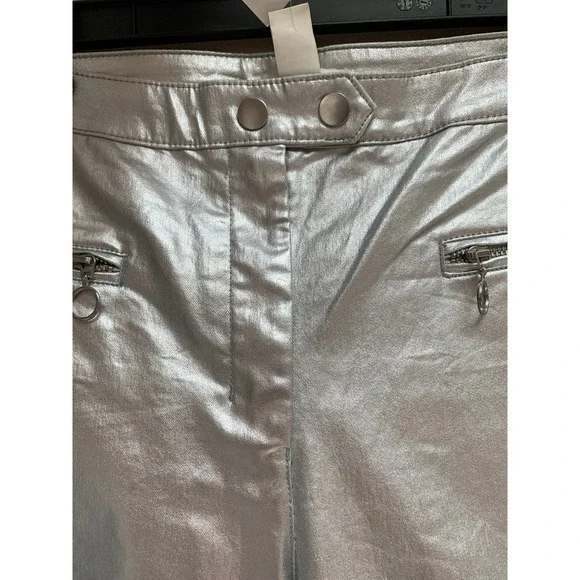 NWT H&M Silver Slim Fit Pants Straight Leg Size 10 - Picture 6 of 7